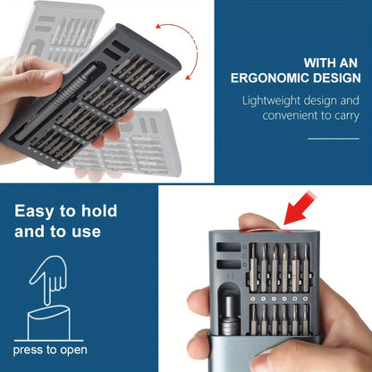 48-in-1 Precision Screwdriver Set - Professional Magnetic Driver Kit with 6-inch Metal Handle and Portable Aluminum Box - Ideal for Electronics, Watch, Drone, Gadget Repair and Maintenance
