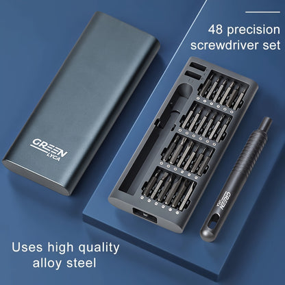 48-in-1 Precision Screwdriver Set - Professional Magnetic Driver Kit with 6-inch Metal Handle and Portable Aluminum Box - Ideal for Electronics, Watch, Drone, Gadget Repair and Maintenance